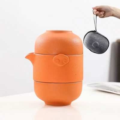 Creative Color Glaze Travel Tea Set 1 чайник 1 чаена чаша Teeware Teware Китайски сервизи за чай Чаши и чаши Gaiwan Керамика и керамика