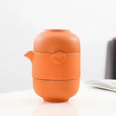 Creative Color Glaze Travel Tea Set 1 чайник 1 чаена чаша Teeware Teware Китайски сервизи за чай Чаши и чаши Gaiwan Керамика и керамика