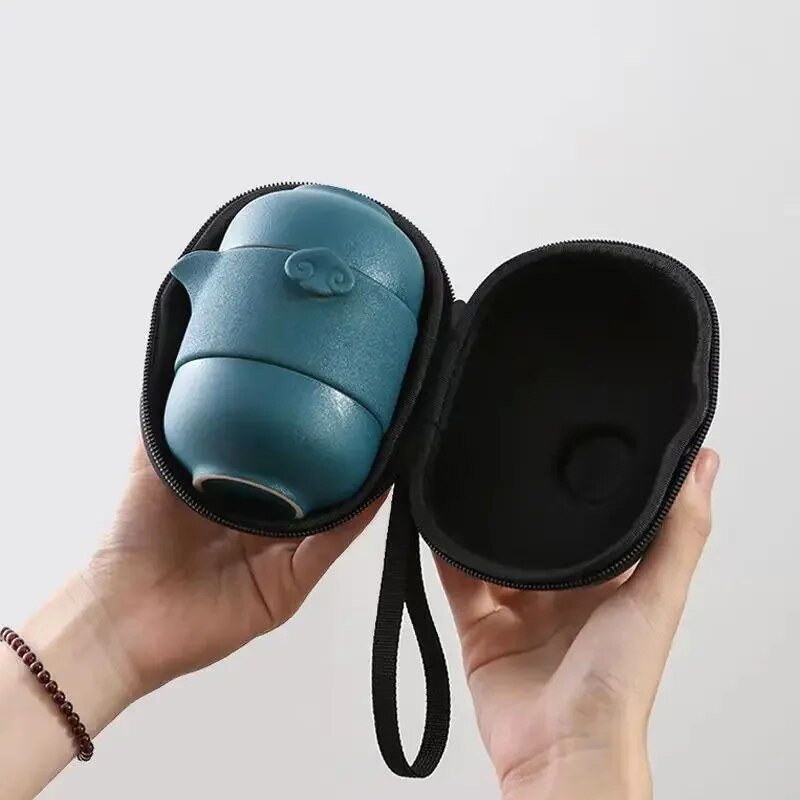 Creative Color Glaze Travel Tea Set 1 чайник 1 чаена чаша Teeware Teware Китайски сервизи за чай Чаши и чаши Gaiwan Керамика и керамика