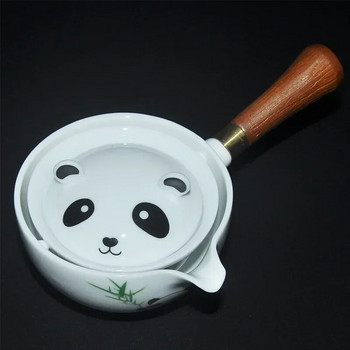 Творчески полуавтоматичен сервиз за чай Въртящ се керамичен китайски уред за приготвяне на чай Panda и инфузер Преносим Всичко в едно Пътуване Домашен офис