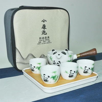 Kreativni poluautomatski set za čaj Rotirajući keramički kineski Panda aparat za čaj i infuzer Prijenosni sve u jednom Kućni ured za putovanja