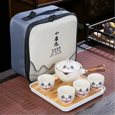 Kreativni poluautomatski set za čaj Rotirajući keramički kineski Panda aparat za čaj i infuzer Prijenosni sve u jednom Kućni ured za putovanja