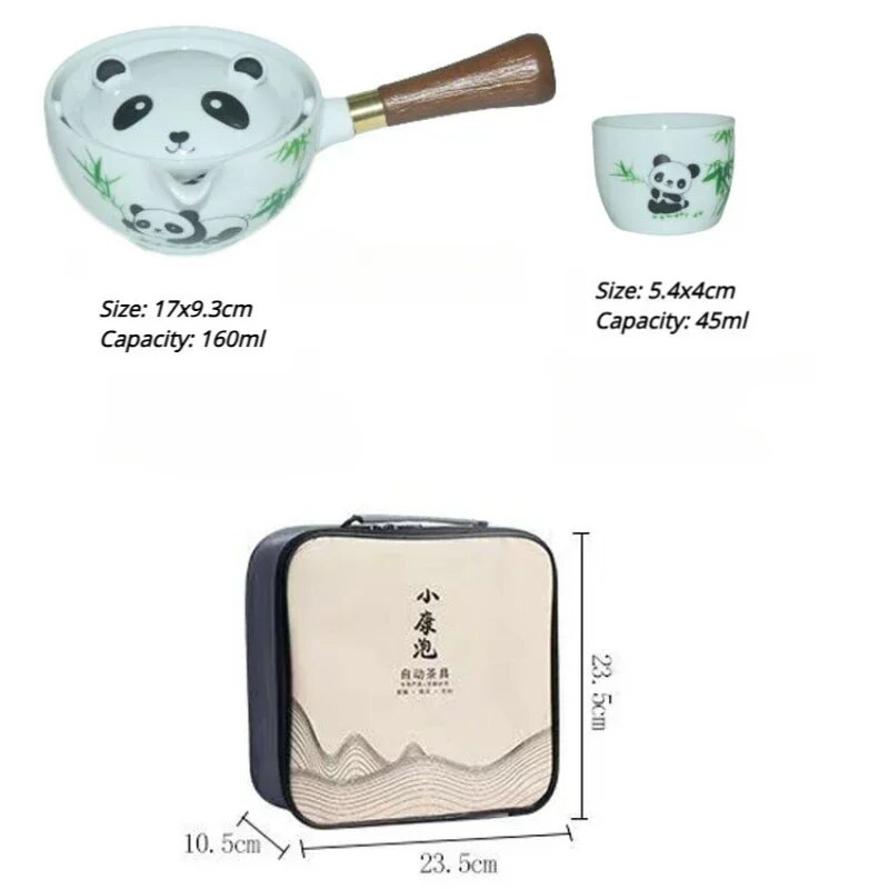 Kreativni poluautomatski set za čaj Rotirajući keramički kineski Panda aparat za čaj i infuzer Prijenosni sve u jednom Kućni ured za putovanja