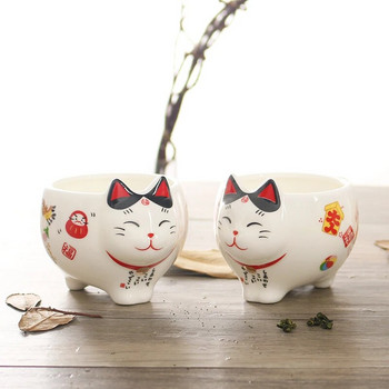 Χαριτωμένο σετ τσαγιού από πορσελάνινο πορσελάνινο ιαπωνικό Lucky Cat Creative Maneki Neko Κεραμικό δοχείο τσαγιού με σουρωτήρι Lovely Plutus Cat Teapot Cup