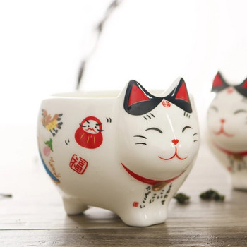 Сладка японска Lucky Cat Порцеланов сервиз за чай Creative Maneki Neko Керамична чаша за чай Саксия с цедка Прекрасна чаша за чайник Plutus Cat