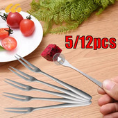 5/12 db Gyümölcsvilla rozsdamentes acél kétfogú villa tortavilla Western kisvilla multifunkcionális háztartási konyhai kiegészítők