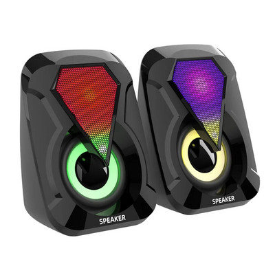 Difuzoare LED colorate RGB cu fir USB pentru computer Bass Stereo Lumină subwoofer pentru laptop, smartphone-uri, player MP3