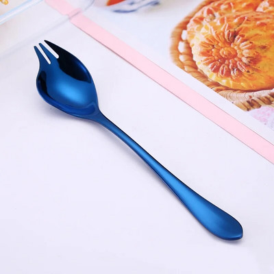 Kreatív rozsdamentes acél gyümölcssaláta villa kanál színes fagylaltos desszert kanál Többfunkciós étkészlet konyhai kiegészítők