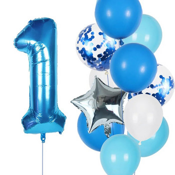 12 τμχ Μπαλόνια γενεθλίων για αγόρια Μπλε λατέξ Κομφετί Αριθμός Μπαλόνια Διακόσμηση πάρτι γενεθλίων Παιδιά 1 2 3 4 5 6 7 8 9 10 χρονών