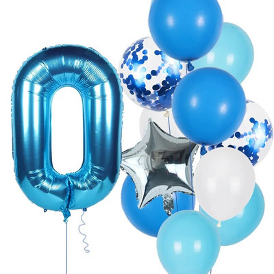 12db Fiú születésnapi lufi kék latex konfetti szám lufi születésnapi buli dekoráció gyerekeknek 1 2 3 4 5 6 7 8 9 10 évesek
