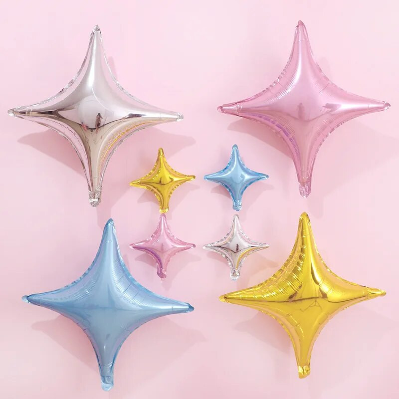 10 buc. Baloane din folie de aluminiu cu stea cu 4 colțuri de 10/18 inci