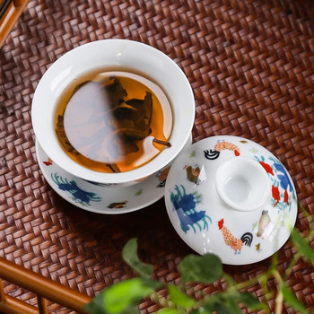 Имитиращ чаен сервиз gai wan от династията Ming Чаени сервизи от костен Китай Dehua gaiwan комплект порцеланова тенджера за чай за пътуване Красив лесен чайник