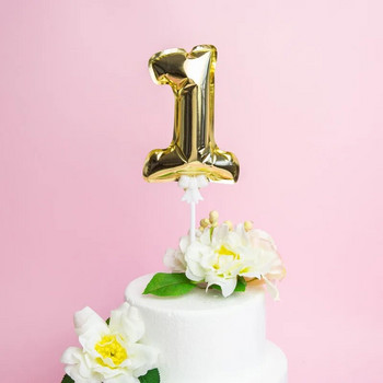 1 бр. 5 инча златно фолио номер балон торта топер сватбен декор парти детски рожден ден годишнина знамена за торта консумативи