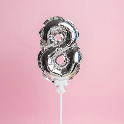 1 vnt. 5 colių auksinės folijos numerio baliono torto dangtelis Vestuvių dekoravimo vakarėliui vaikų gimtadienio jubiliejaus torto vėliavėlių reikmenys