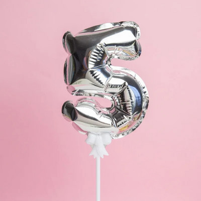 1 vnt. 5 colių auksinės folijos numerio baliono torto dangtelis Vestuvių dekoravimo vakarėliui vaikų gimtadienio jubiliejaus torto vėliavėlių reikmenys