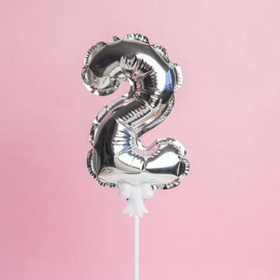 1 vnt. 5 colių auksinės folijos numerio baliono torto dangtelis Vestuvių dekoravimo vakarėliui vaikų gimtadienio jubiliejaus torto vėliavėlių reikmenys