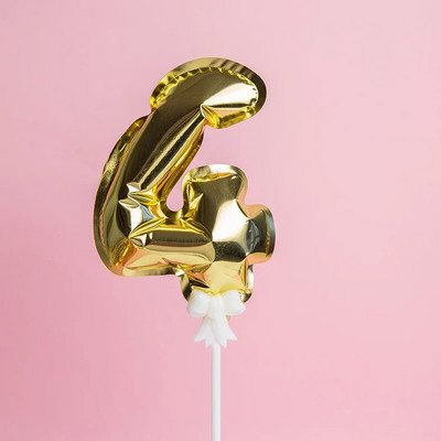 1 vnt. 5 colių auksinės folijos numerio baliono torto dangtelis Vestuvių dekoravimo vakarėliui vaikų gimtadienio jubiliejaus torto vėliavėlių reikmenys