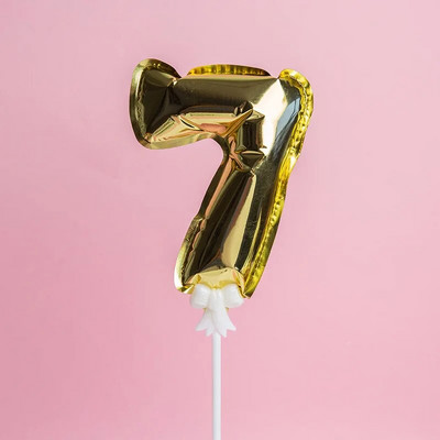 1 vnt. 5 colių auksinės folijos numerio baliono torto dangtelis Vestuvių dekoravimo vakarėliui vaikų gimtadienio jubiliejaus torto vėliavėlių reikmenys