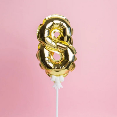 1 vnt. 5 colių auksinės folijos numerio baliono torto dangtelis Vestuvių dekoravimo vakarėliui vaikų gimtadienio jubiliejaus torto vėliavėlių reikmenys