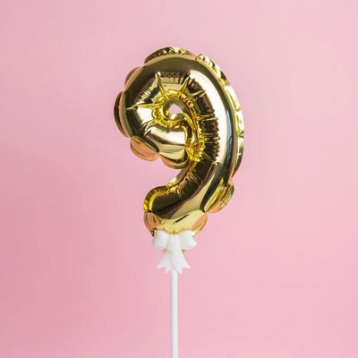 1 vnt. 5 colių auksinės folijos numerio baliono torto dangtelis Vestuvių dekoravimo vakarėliui vaikų gimtadienio jubiliejaus torto vėliavėlių reikmenys