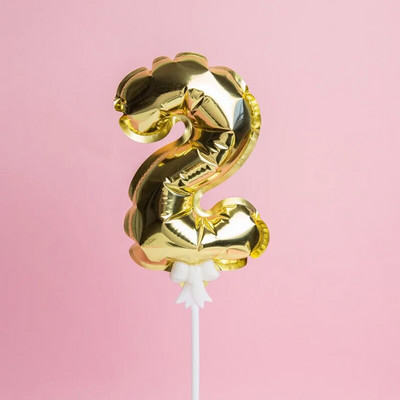 1 vnt. 5 colių auksinės folijos numerio baliono torto dangtelis Vestuvių dekoravimo vakarėliui vaikų gimtadienio jubiliejaus torto vėliavėlių reikmenys