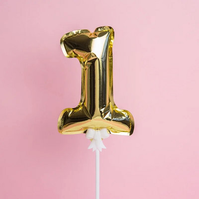 1 vnt. 5 colių auksinės folijos numerio baliono torto dangtelis Vestuvių dekoravimo vakarėliui vaikų gimtadienio jubiliejaus torto vėliavėlių reikmenys