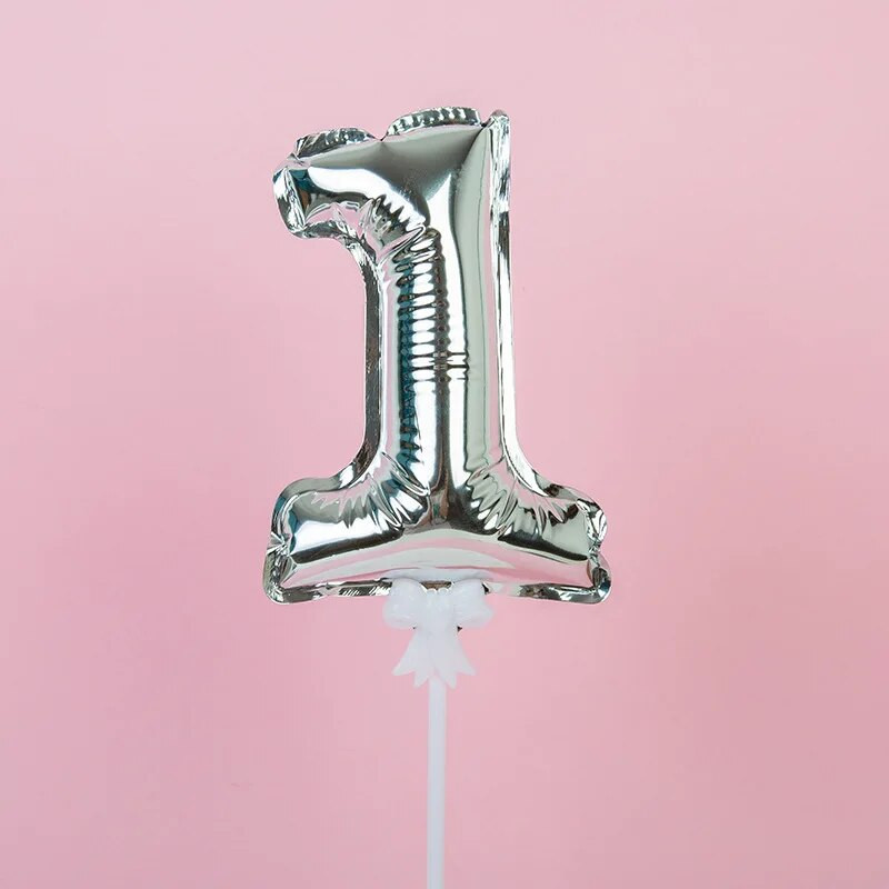 1 vnt. 5 colių auksinės folijos numerio baliono torto dangtelis Vestuvių dekoravimo vakarėliui vaikų gimtadienio jubiliejaus torto vėliavėlių reikmenys