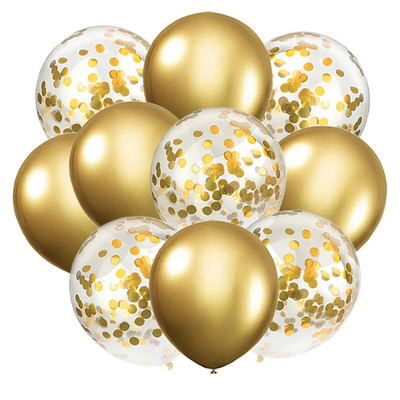 10 ΤΕΜ. Χρυσό Ασημί Μεταλλικό Λατέξ Μπαλόνια Κομφετί Baby Shower Γάμος Πρωτοχρονιάτικα Διακοσμητικά για πάρτι γενεθλίων Matte Globos