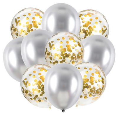10 ΤΕΜ. Χρυσό Ασημί Μεταλλικό Λατέξ Μπαλόνια Κομφετί Baby Shower Γάμος Πρωτοχρονιάτικα Διακοσμητικά για πάρτι γενεθλίων Matte Globos