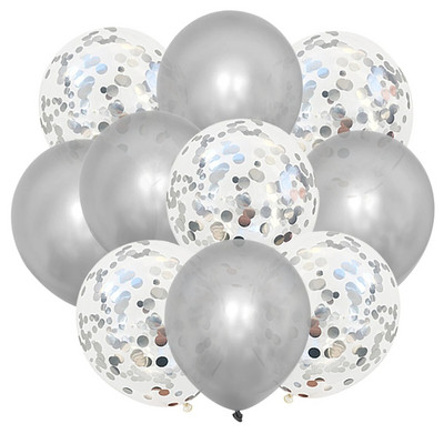 10 ΤΕΜ. Χρυσό Ασημί Μεταλλικό Λατέξ Μπαλόνια Κομφετί Baby Shower Γάμος Πρωτοχρονιάτικα Διακοσμητικά για πάρτι γενεθλίων Matte Globos