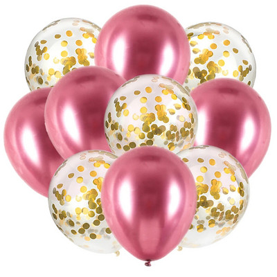 10 ΤΕΜ. Χρυσό Ασημί Μεταλλικό Λατέξ Μπαλόνια Κομφετί Baby Shower Γάμος Πρωτοχρονιάτικα Διακοσμητικά για πάρτι γενεθλίων Matte Globos