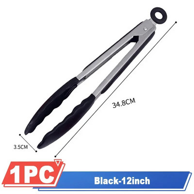 7/9/12 inča Male silikonske kopče Hvataljke za kruh, roštilj, odreske, kopče za hranu, roštilj, kuhanje, pečenje, salata, kuhinjski pribor