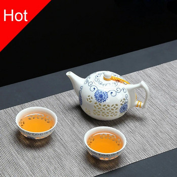Висококачествен синьо-бял керамичен сервиз за чай, 1 саксия 2 чаши изящни чайници чаена чаша порцелан китайски кунг-фу сервиз за чай сервиз за напитки