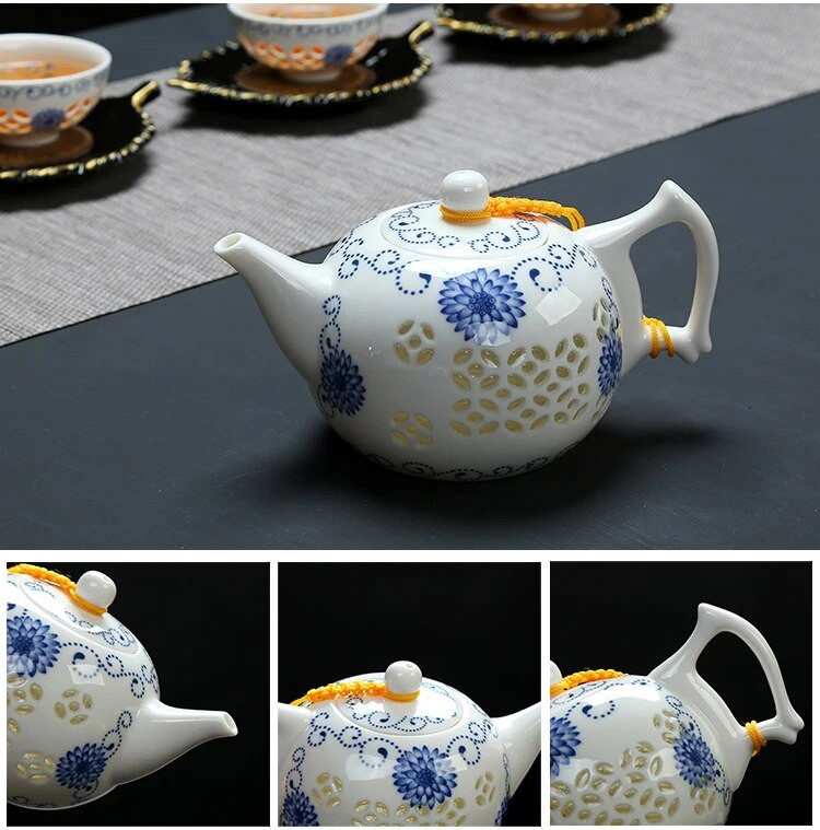 Aukštos kokybės mėlynos ir baltos keramikos arbatos rinkinys, 1 puodas 2 puodeliai išskirtiniai virduliai arbatos puodelis porcelianinis kiniškas kung fu arbatos rinkinys gėrimų indai