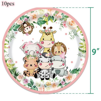 1 set turn de baloane cu animale din carton cu balon cu număr roz pentru decorațiuni pentru petrecerea de zi de naștere cu tematică Jungle Safari pentru fete