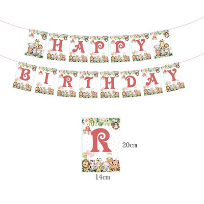 1 set turn de baloane cu animale din carton cu balon cu număr roz pentru decorațiuni pentru petrecerea de zi de naștere cu tematică Jungle Safari pentru fete