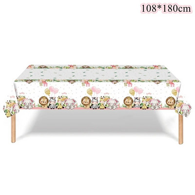 1 set turn de baloane cu animale din carton cu balon cu număr roz pentru decorațiuni pentru petrecerea de zi de naștere cu tematică Jungle Safari pentru fete