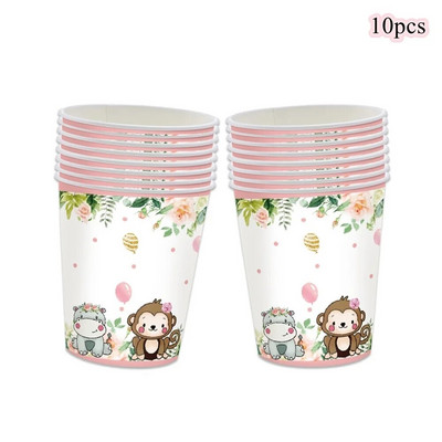 1 set turn de baloane cu animale din carton cu balon cu număr roz pentru decorațiuni pentru petrecerea de zi de naștere cu tematică Jungle Safari pentru fete