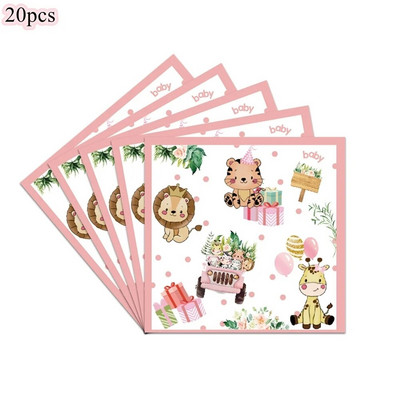 1 set turn de baloane cu animale din carton cu balon cu număr roz pentru decorațiuni pentru petrecerea de zi de naștere cu tematică Jungle Safari pentru fete