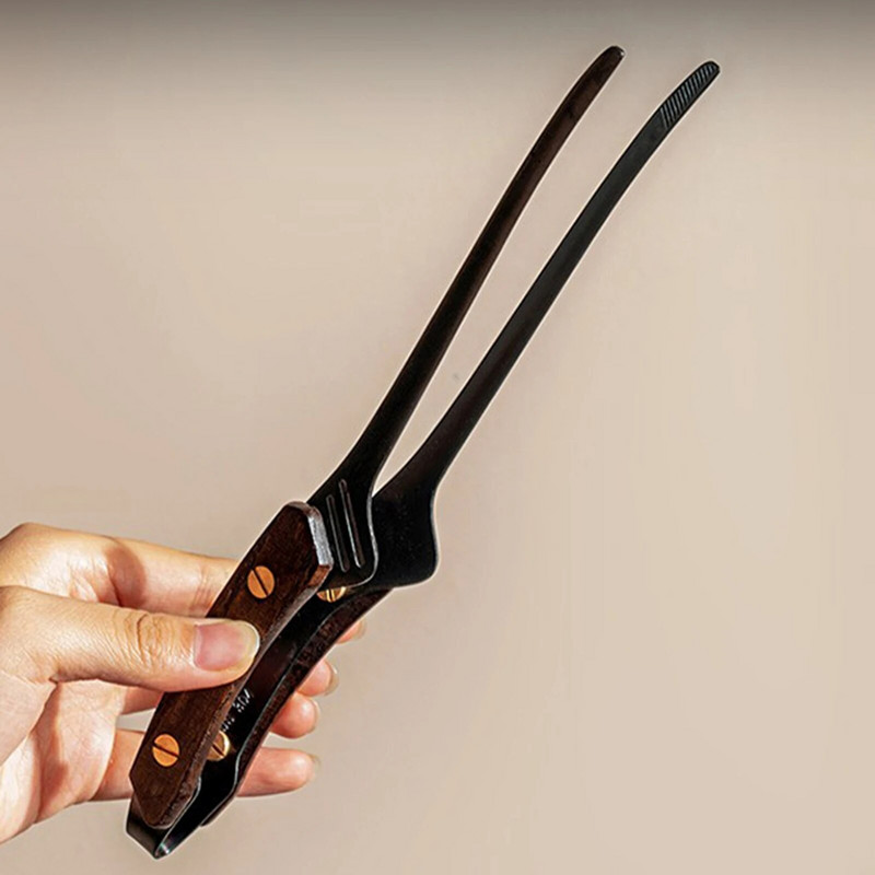 Nerūdijančio plieno kepsninės spaustukai kepsnių kepsnelių segtukai Pradžia Viešbutis Restoranas Duonos kepimo spaustukai Neslystančios medinės rankenos maisto spaustukai