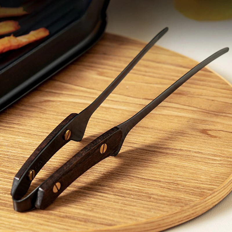 Nerūdijančio plieno kepsninės spaustukai kepsnių kepsnelių segtukai Pradžia Viešbutis Restoranas Duonos kepimo spaustukai Neslystančios medinės rankenos maisto spaustukai