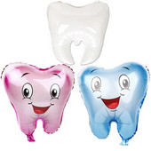 1 vnt. dideli dantų folijos oro balionai vaikams Puikūs pripučiami rožiniai mėlyni gaubliai su gimtadienio vakarėlio dekoracijomis Vaikų dušas berniukui mergaitei