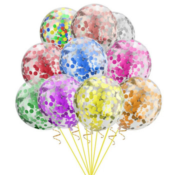 12 инча 10 бр. Прозрачен балон Конфети Хелий Baby Shower Рожден ден Сватбена украса Пайети