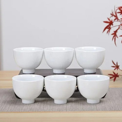NLSLASI kínai fehér porcelán teáscsésze Zen stílusú kerámia Teáskészlet Kézzel rajzolt mesterpohár személyes teáscsésze Háztartási 6 db