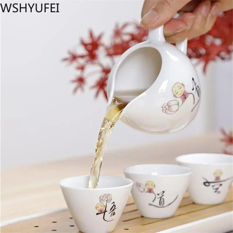 NLSLASI kínai fehér porcelán teáscsésze Zen stílusú kerámia Teáskészlet Kézzel rajzolt mesterpohár személyes teáscsésze Háztartási 6 db