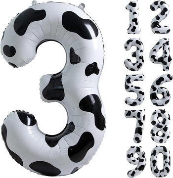 Αριθμός εκτύπωσης αγελάδας 40 ιντσών Μπαλόνια 1-9 Μεγάλες φιγούρες Helium Ballon Holy Cow Im One Birthday Cowgirl Theme Decor Party Decor DIY Supplies
