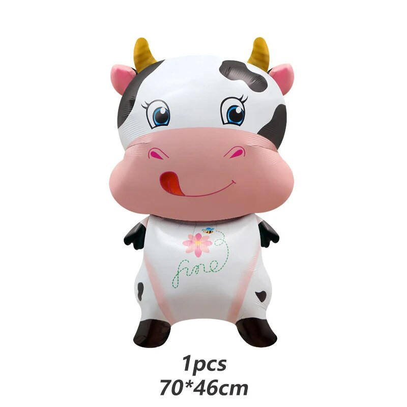 40-инчови балони с номера с печат на крава 1-9 Голяма фигура Хелиев балон Holy Cow Im One Birthday Cowgirl Theme Party Decor DIY Supplies