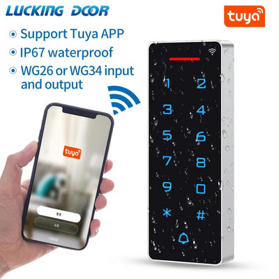 Önálló WIFI Tuya Smart App ajtó beléptető billentyűzet beléptető RFID kártyaolvasó IP67 vízálló Wiegand kimenet és bemenet