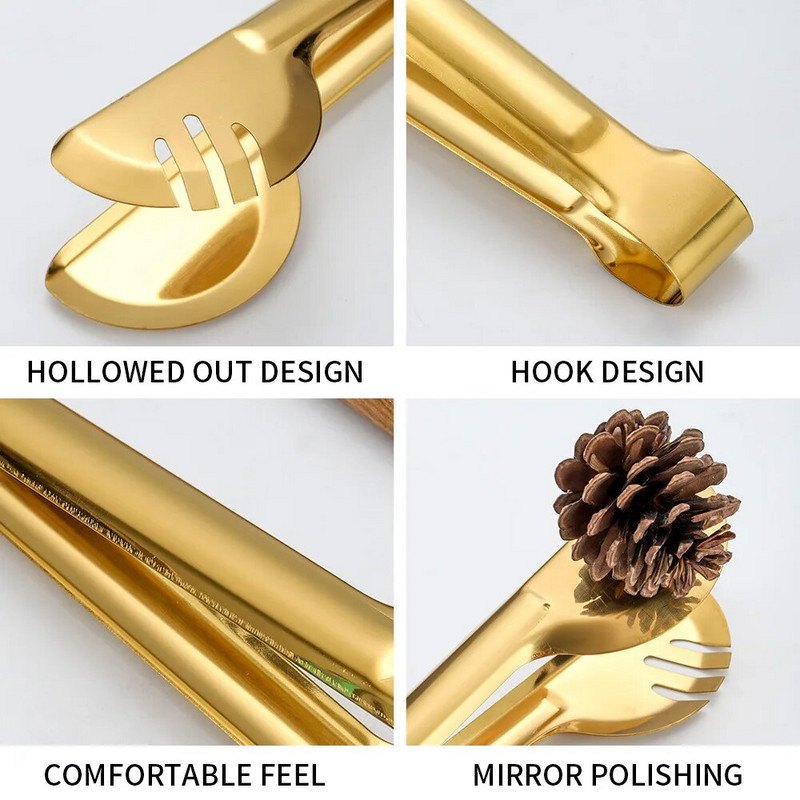 7 stilių auksinės nerūdijančio plieno kepsninės maisto žnyplės Tuščiavidurių kepsnių pyragų spaustukai Duonos grotelių spaustukai Virimo virtuvės reikmenys Virtuvės priedai