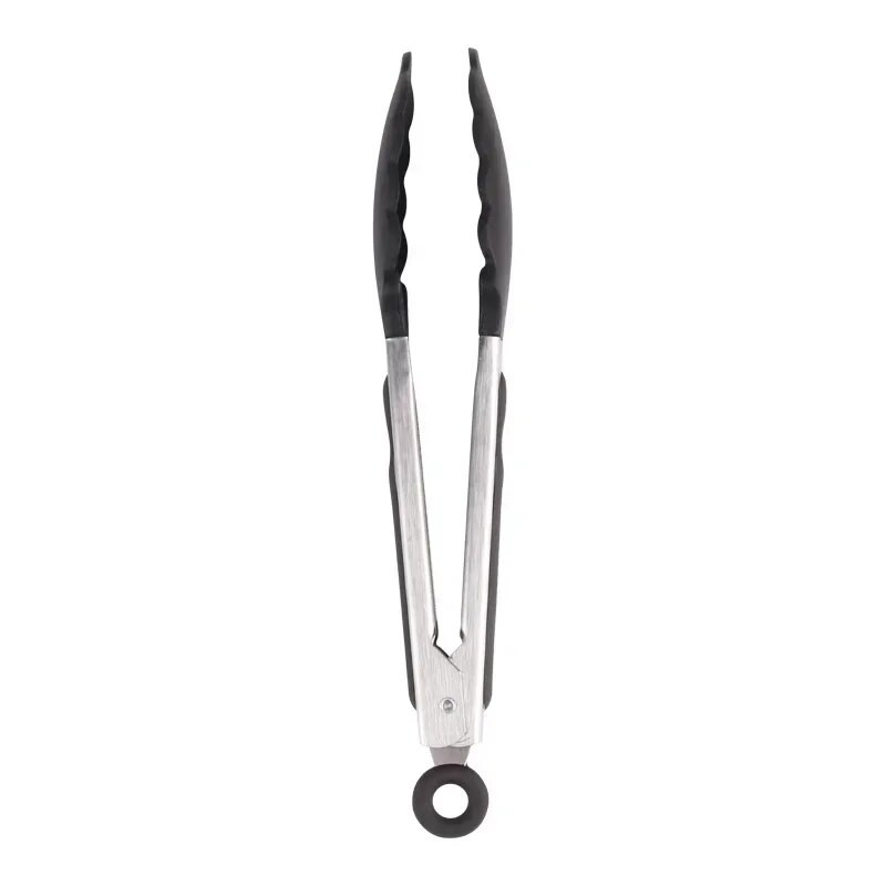 Szilikon ételfogó rozsdamentes acél konyhai fogók Szilikon csúszásmentes főzőcsipesz BBQ saláta eszközök Grill konyhai kiegészítők